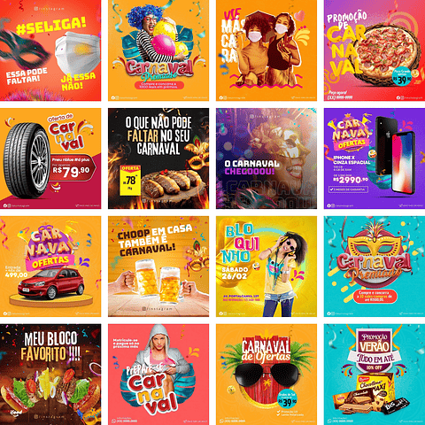 Pack Canva Carnaval Templates Editáveis 60 Artes + Bônus