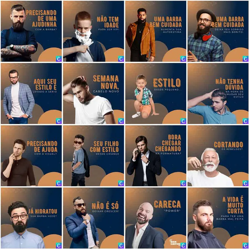 Pack Canva Barbearia Templates Editáveis 200 Artes + Legendas 8