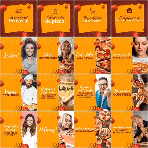 Pack Canva Pizzaria Pizza Templates Editáveis 200 Artes + Legendas