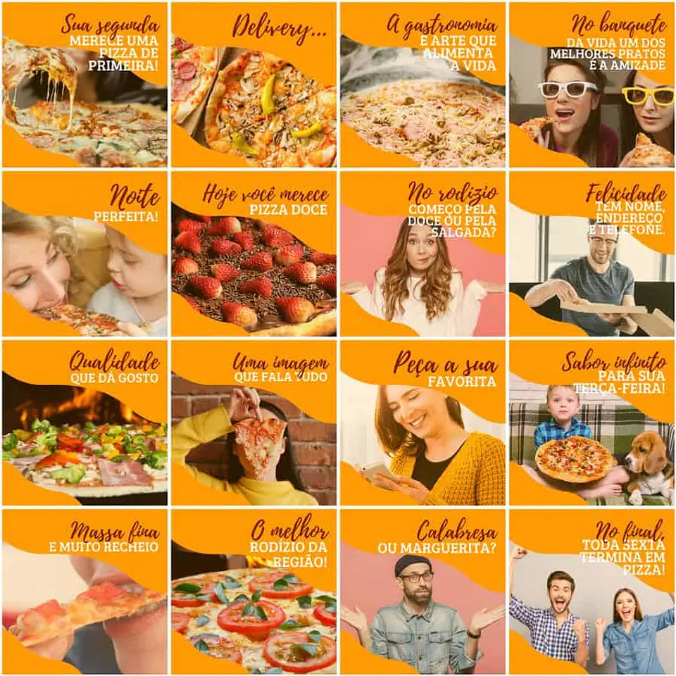 Pack Canva Pizzaria Pizza Templates Editáveis 200 Artes + Legendas 8