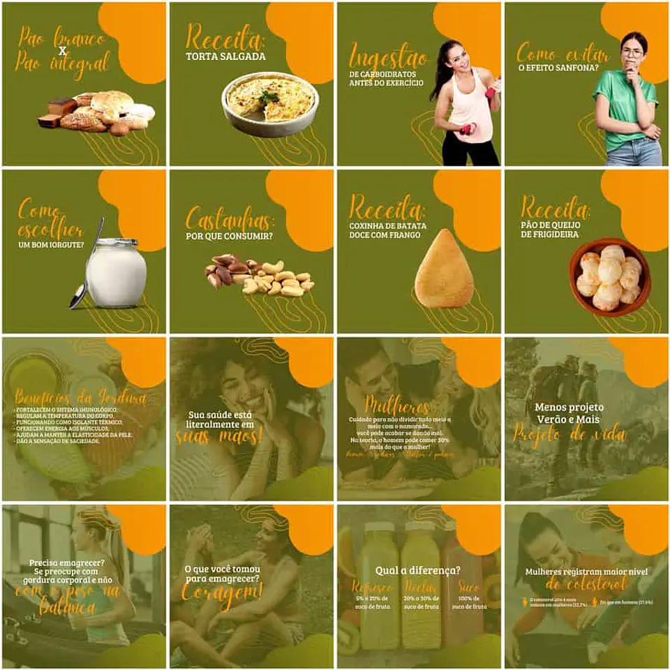 Pack Canva Nutricionista Nutrição Templates Editáveis 200 Artes + Legendas 9