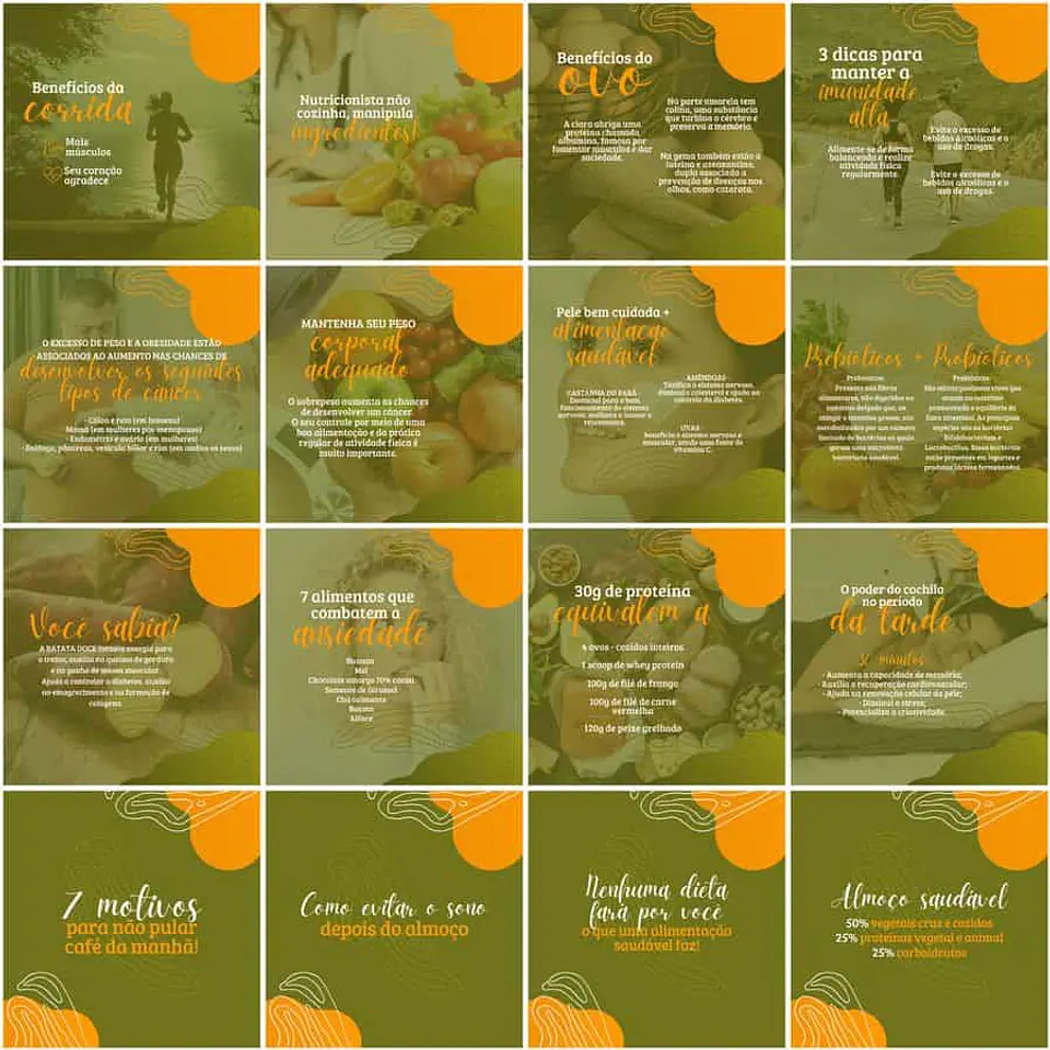 Pack Canva Nutricionista Nutrição Templates Editáveis 200 Artes + Legendas 10