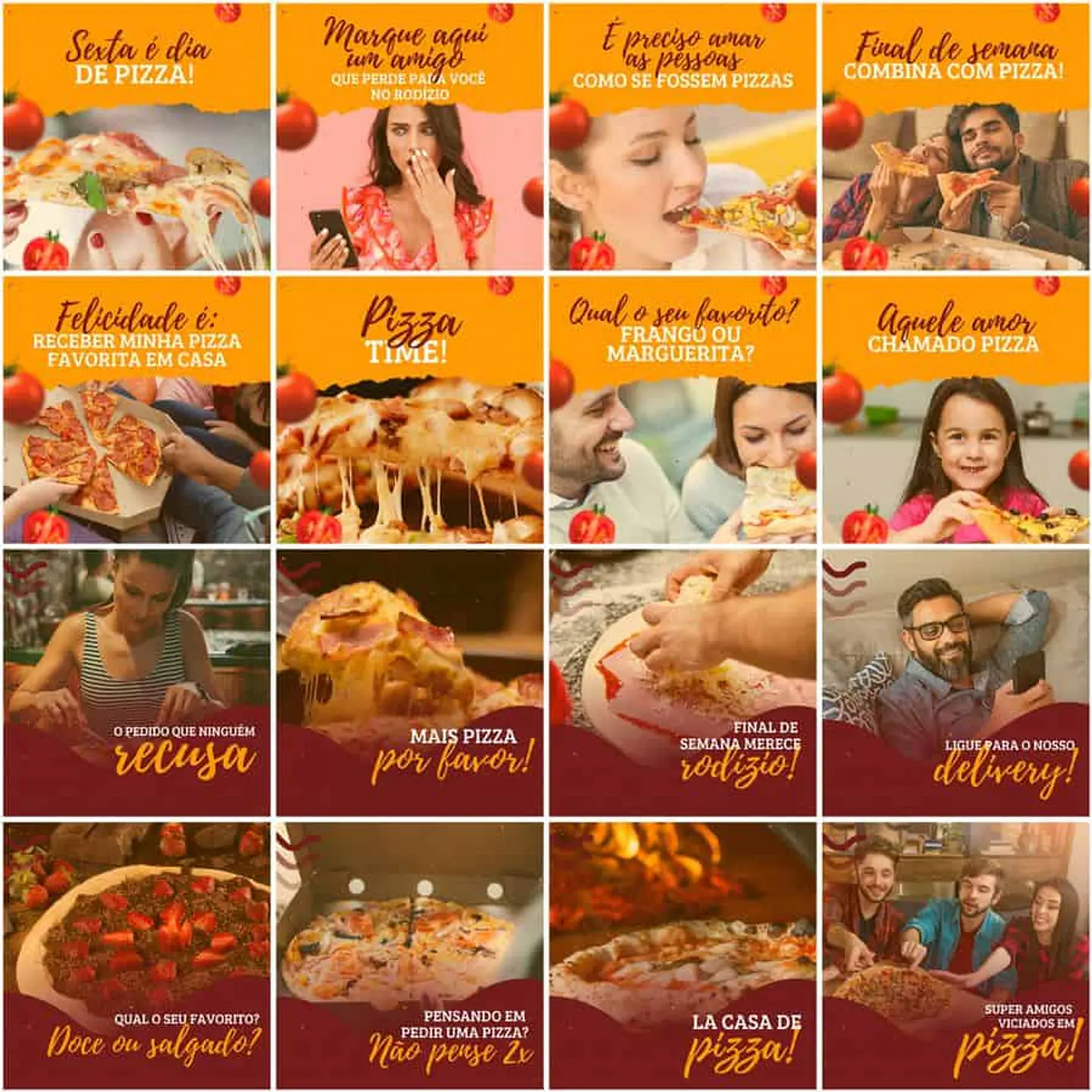 Pack Canva Pizzaria Pizza Templates Editáveis 200 Artes + Legendas 9