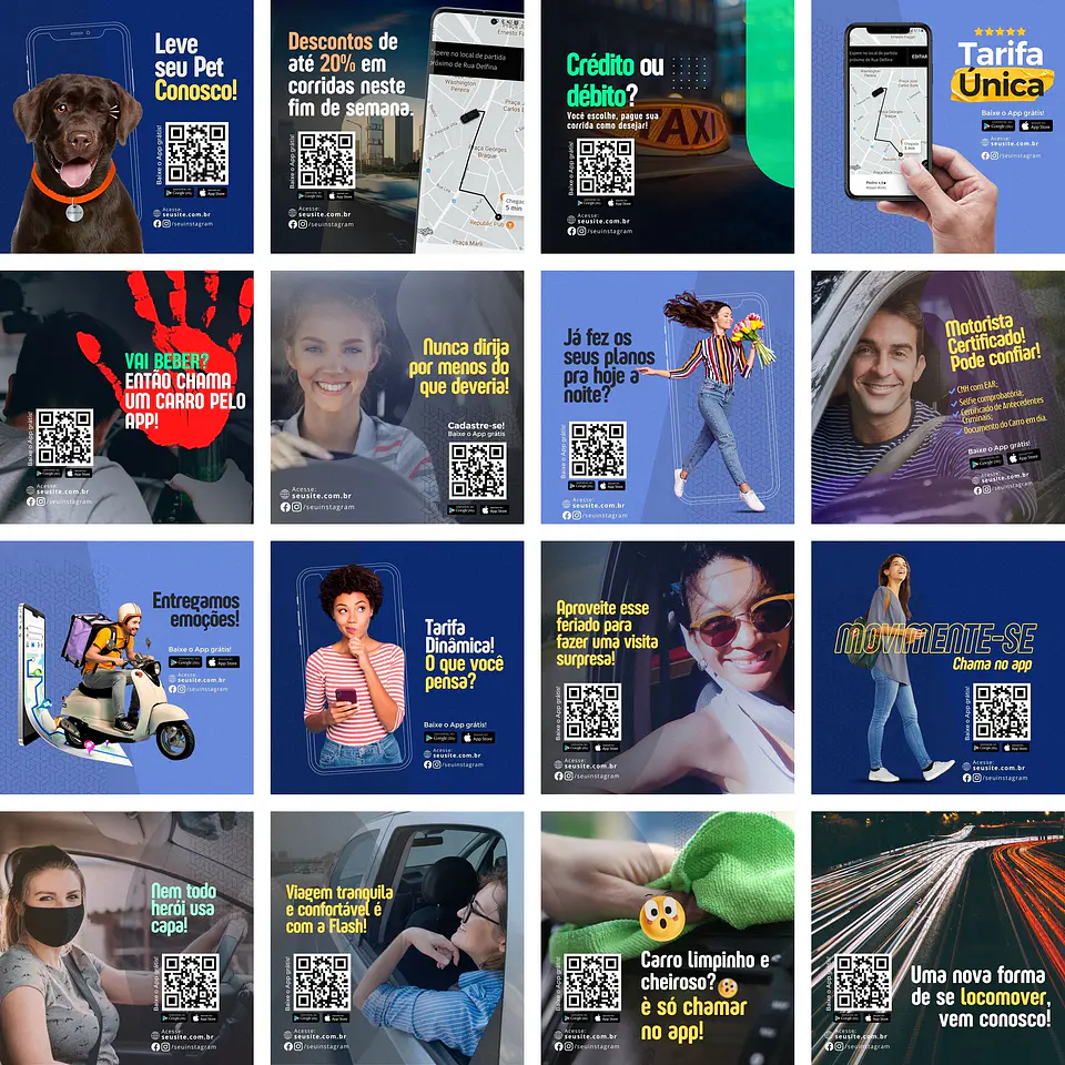 Pack Canva Mobilidade Urbana 2.0 Templates Editáveis 50 Artes + Bônus 1