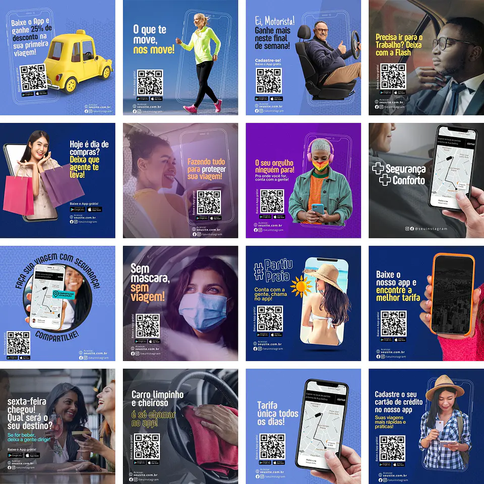 Pack Canva Mobilidade Urbana 2.0 Templates Editáveis 50 Artes + Bônus 2