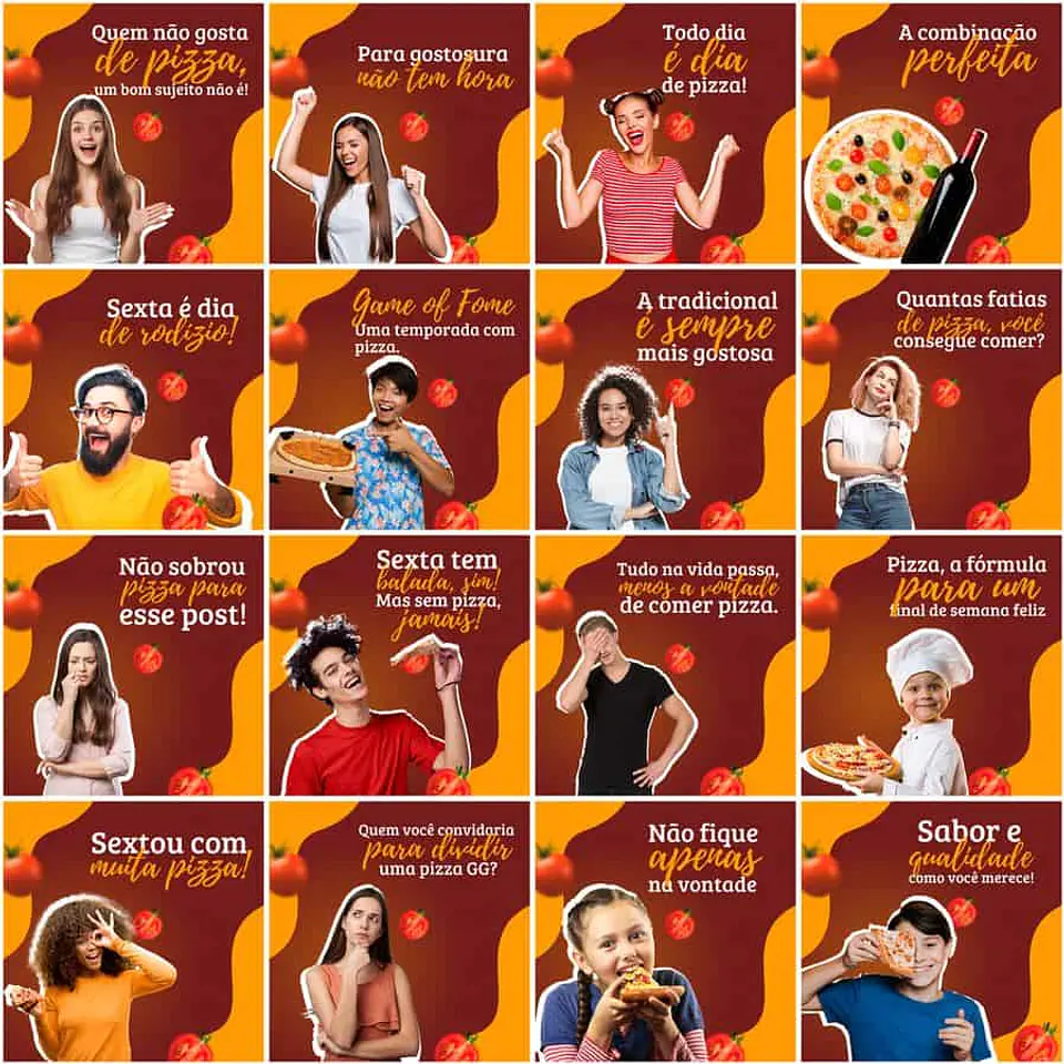 Pack Canva Pizzaria Pizza Templates Editáveis 200 Artes + Legendas 11