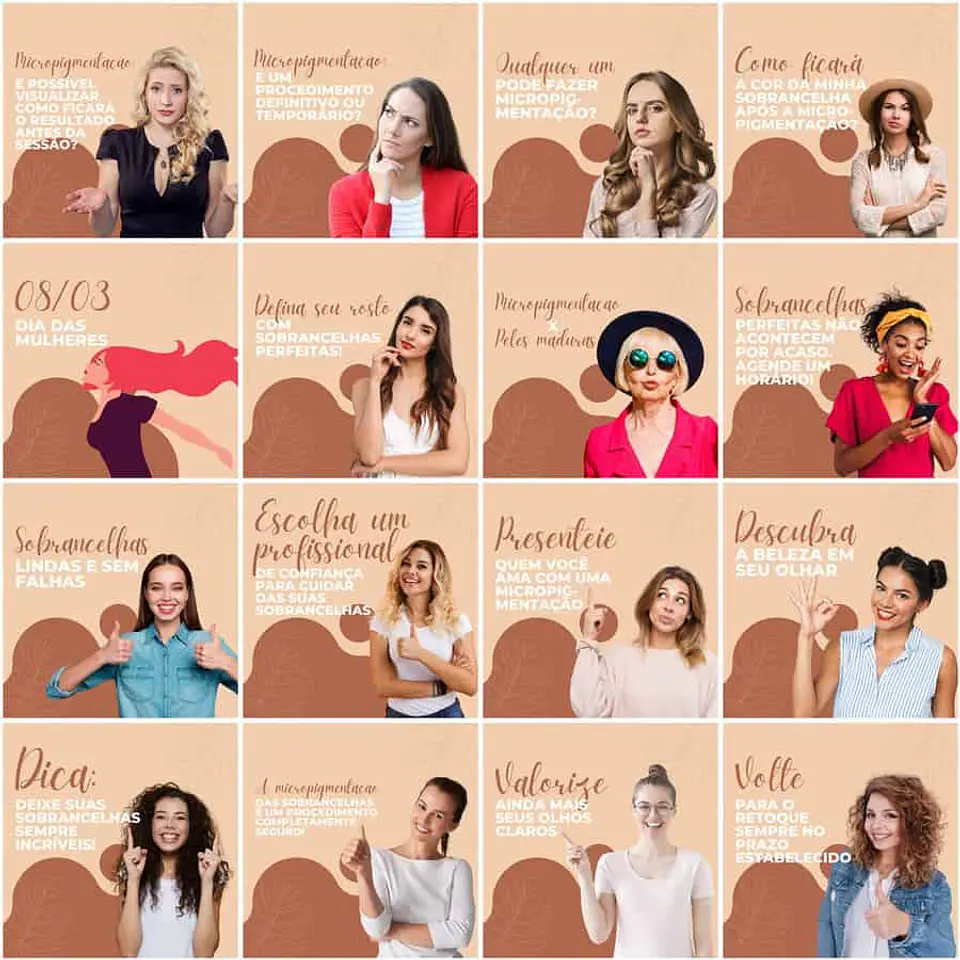 Pack Canva Micropigmentação Templates Editáveis 200 Artes + Legendas 7