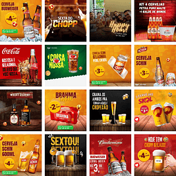 Pack Canva Bebidas Bar Cervejaria Templates Editáveis 30 Artes + Bônus