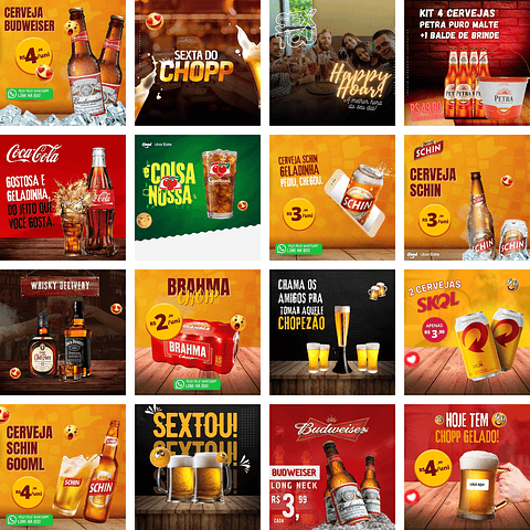 Pack Canva Bebidas Bar Cervejaria Templates Editáveis 30 Artes + Bônus