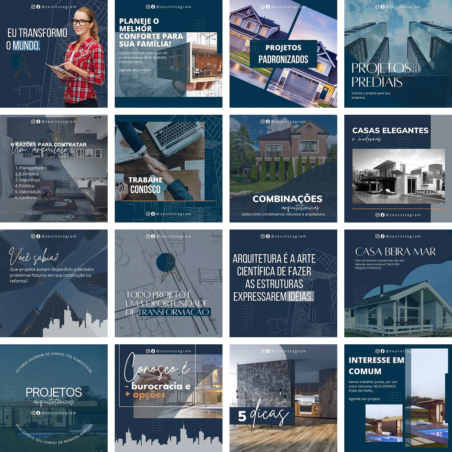 Pack Canva Arquitetura Arquitetos Templates Editáveis 30 Artes + Bônus 2