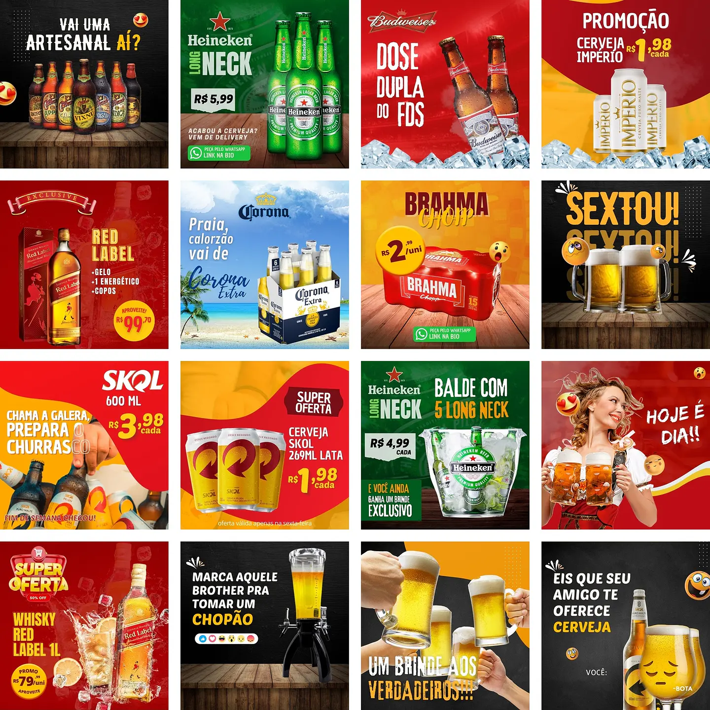 Pack Canva Bebidas Bar Cervejaria Templates Editáveis 30 Artes + Bônus 2