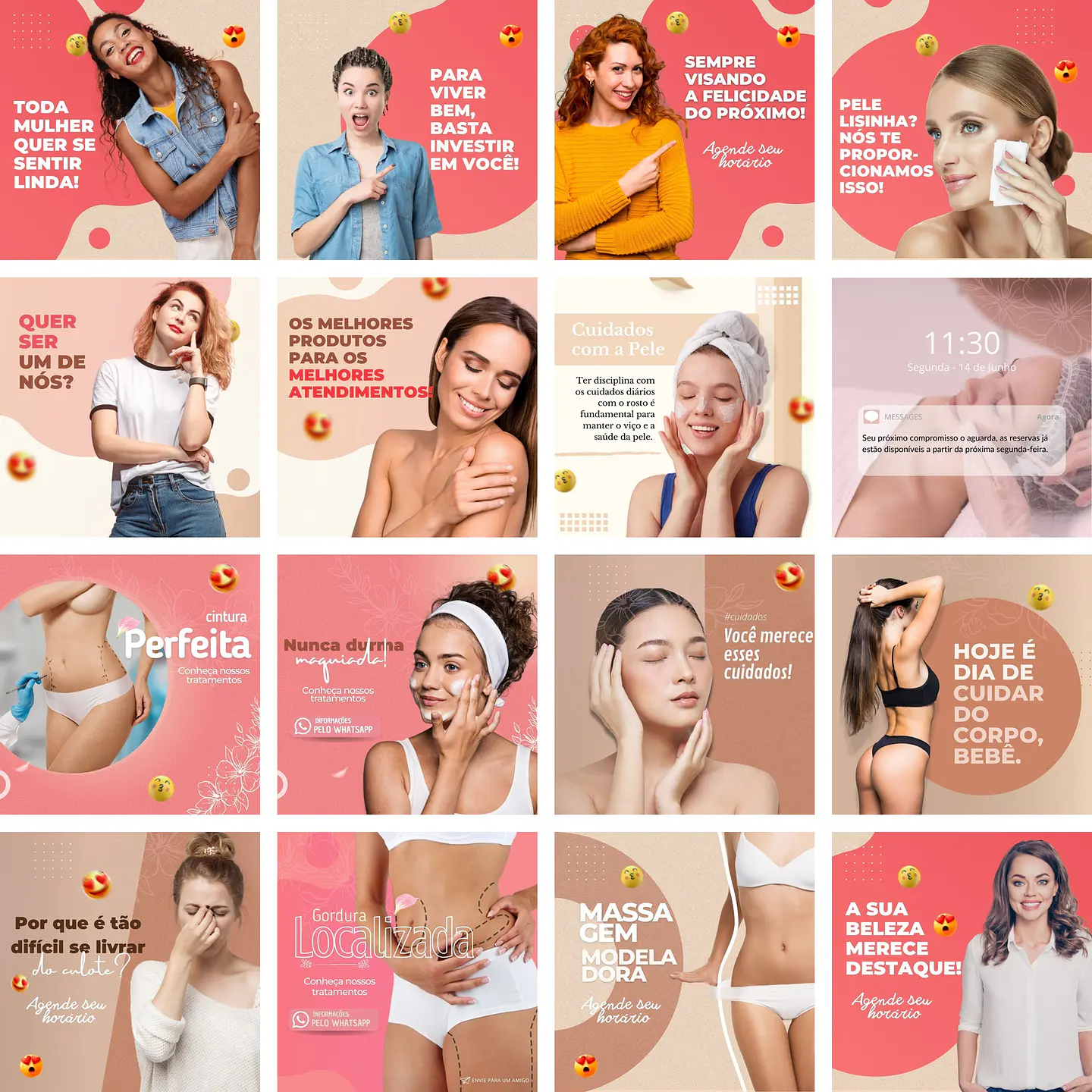 Pack Canva Estética Beleza Templates Editáveis 40 Artes + Bônus 2