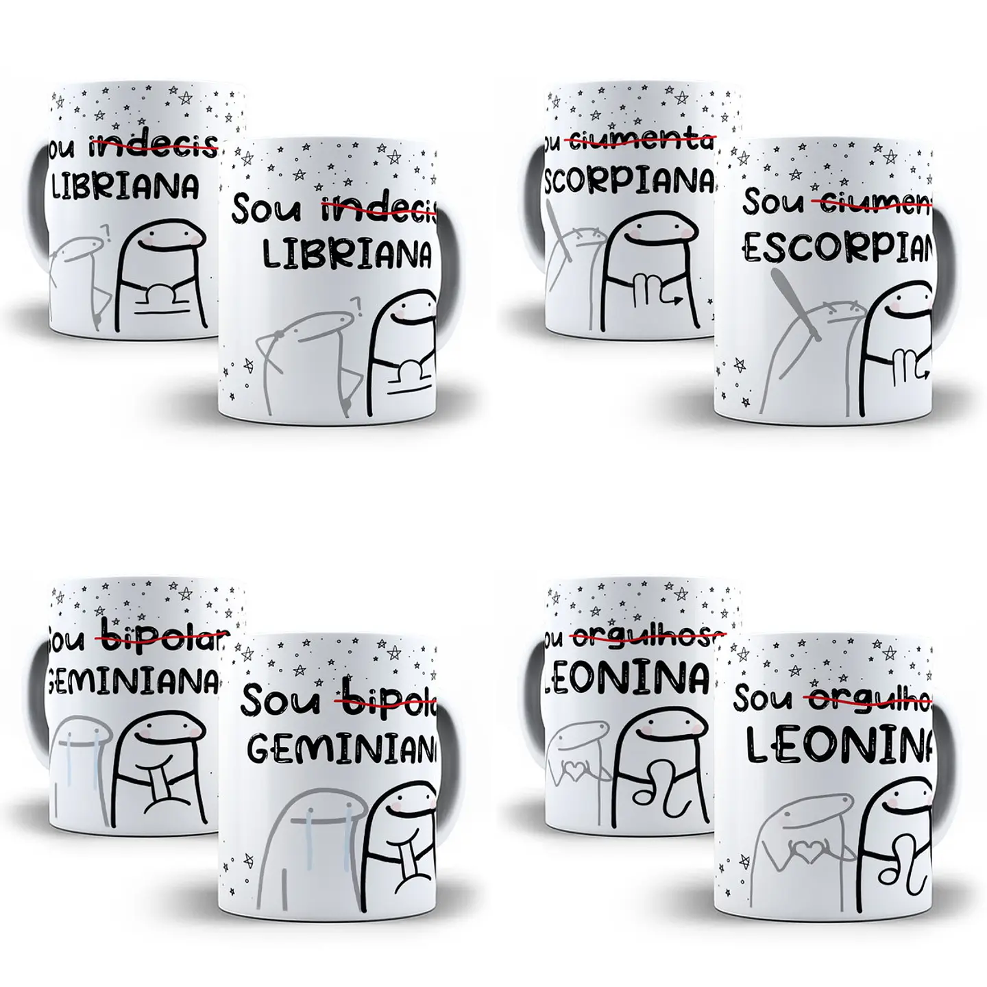 12 Artes Caneca Flork Signos Editável em Corel Draw + Png 2