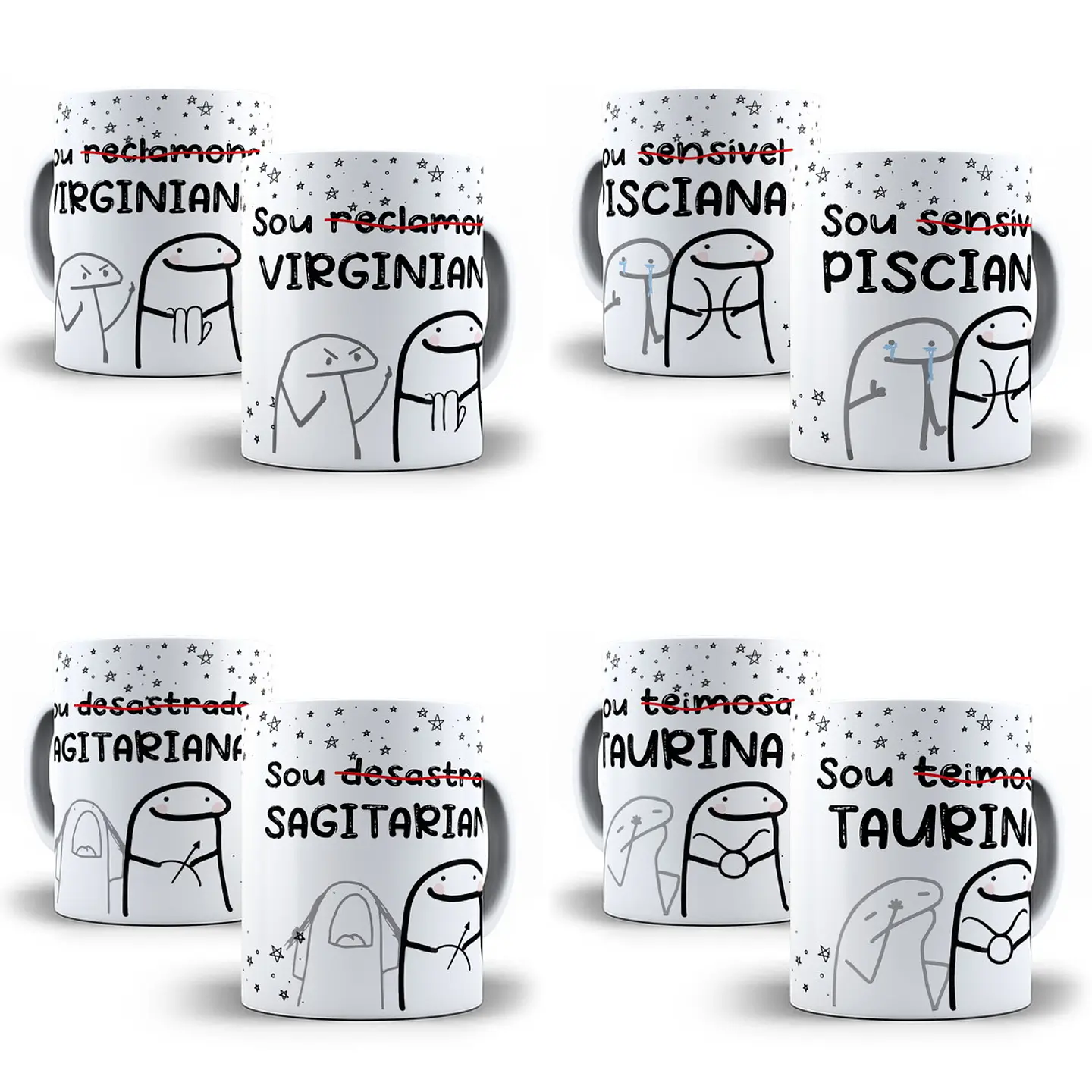 12 Artes Caneca Flork Signos Editável em Corel Draw + Png 1