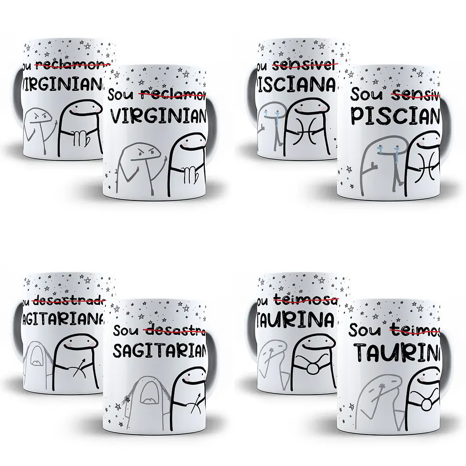 12 Artes Caneca Flork Signos Editável em Corel Draw + Png 1