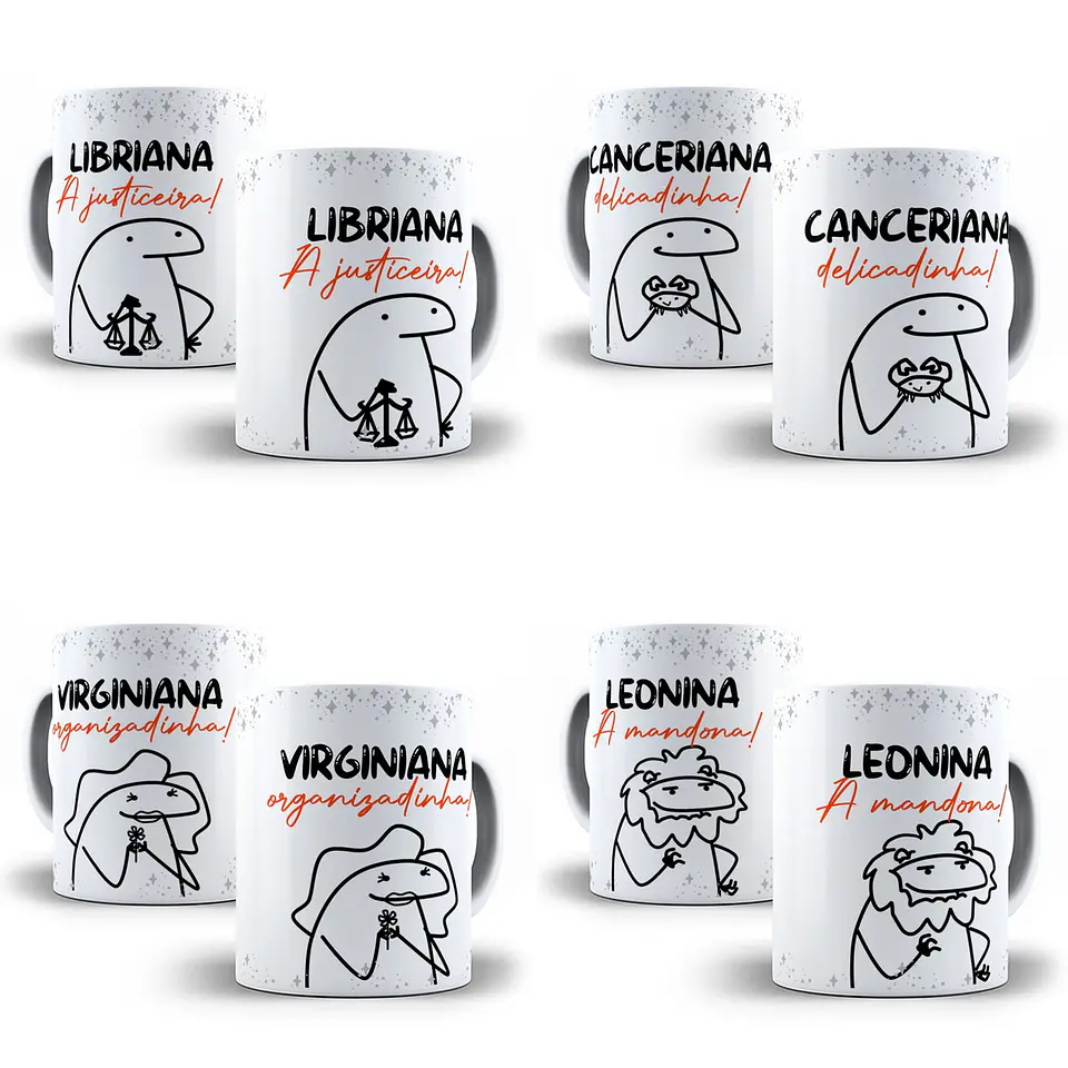 12 Artes Caneca Flork Signos 2.0 Arquivos Sublimação Jpge 1