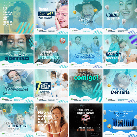 Pack Canva Dentista Odonto Templates Editáveis 90 Artes + Bônus