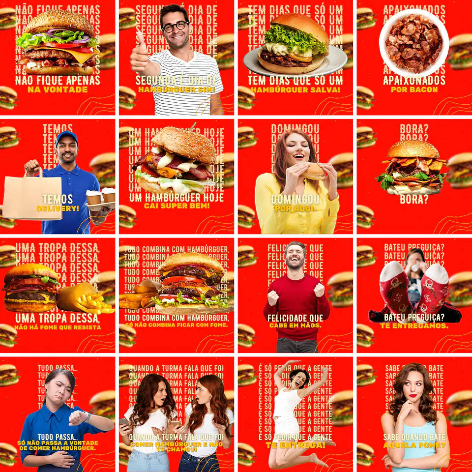 Pack Canva Hamburgueria Templates Editáveis 200 Artes + Legendas 2