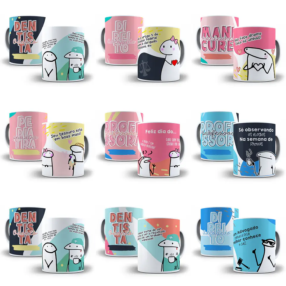 50 Artes Caneca Flork Profissões Arquivos Sublimação Jpge 1