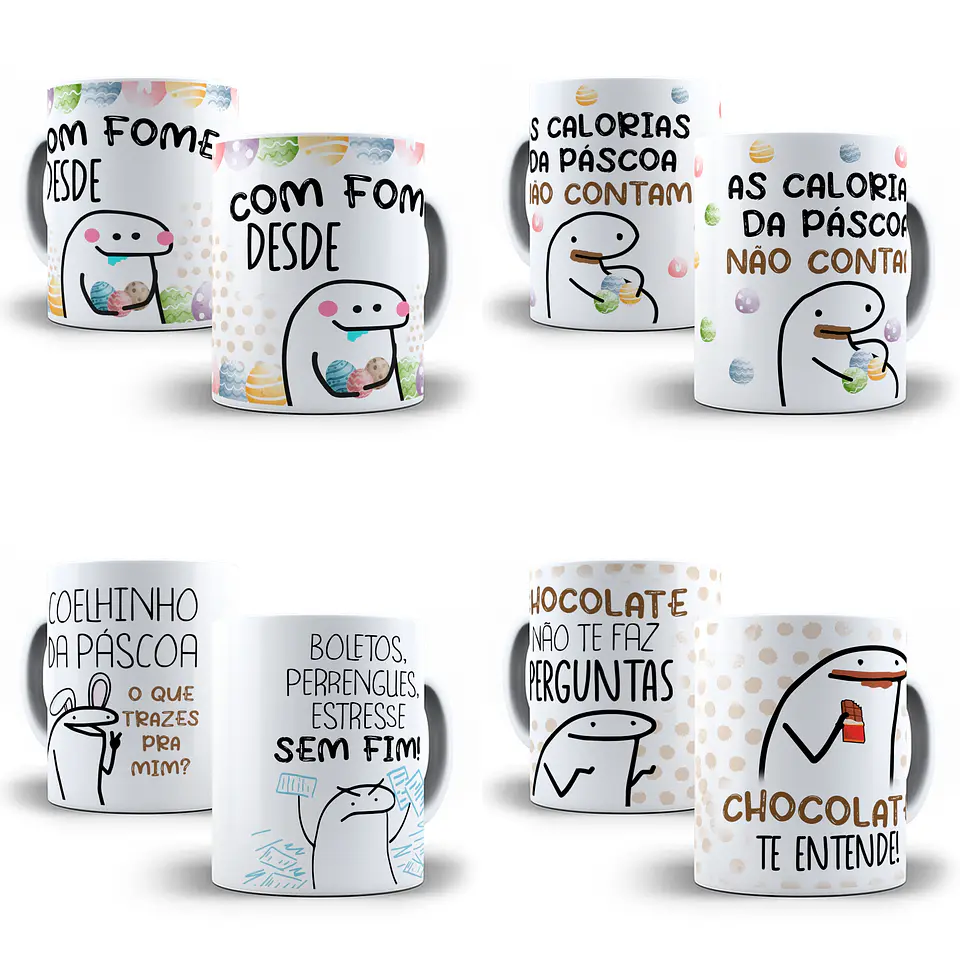 12 Artes Caneca Flork Páscoa Editável Corel Draw + Png 1