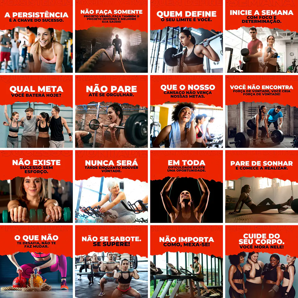 Pack Canva Academia Personal Trainer Templates Editáveis 200 Artes + Legendas 6