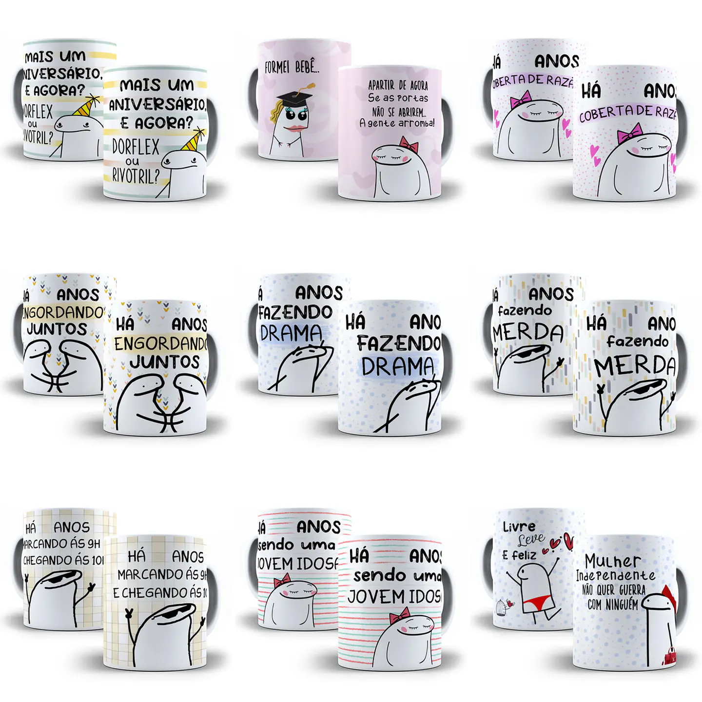 30 Artes Caneca Flork Memes Editável em Corel Draw + Png 2