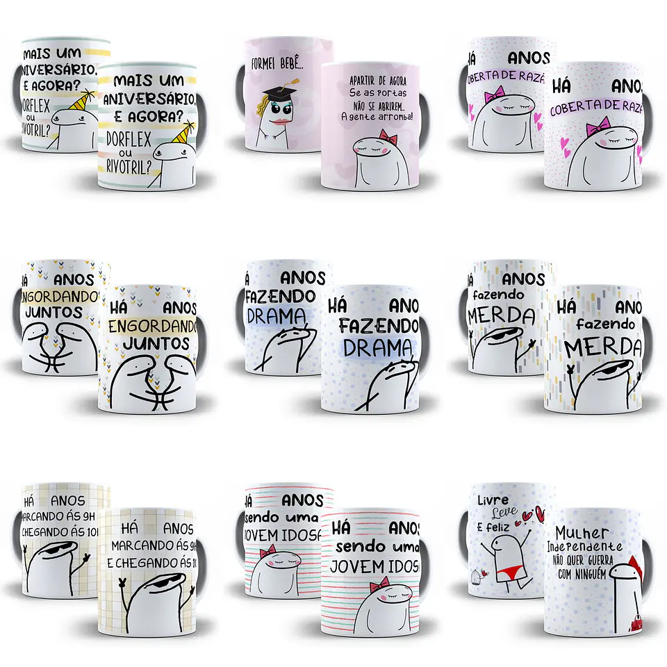 30 Artes Caneca Flork Memes Editável em Corel Draw + Png 2