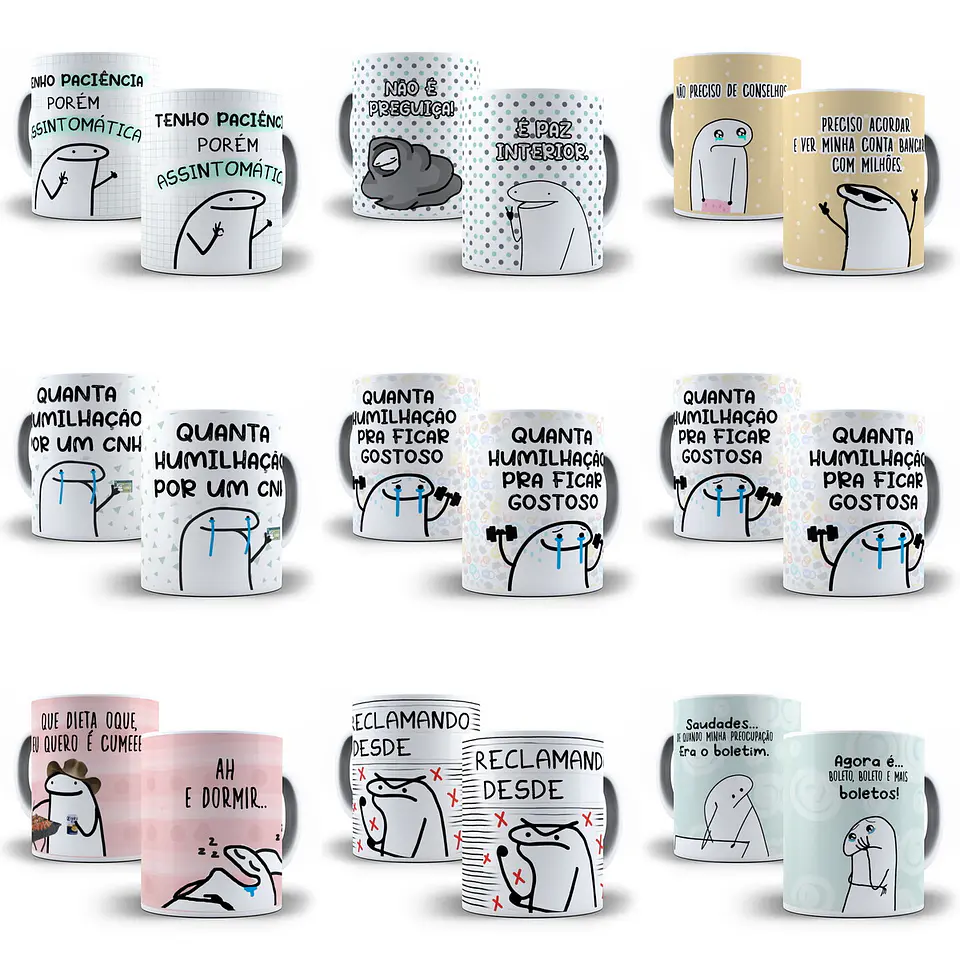 30 Artes Caneca Flork Memes Editável em Corel Draw + Png 3