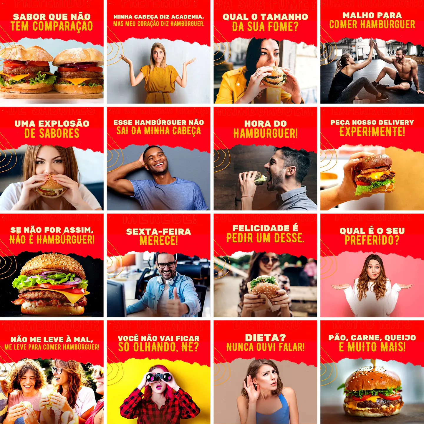 Pack Canva Hamburgueria Templates Editáveis 200 Artes + Legendas 6
