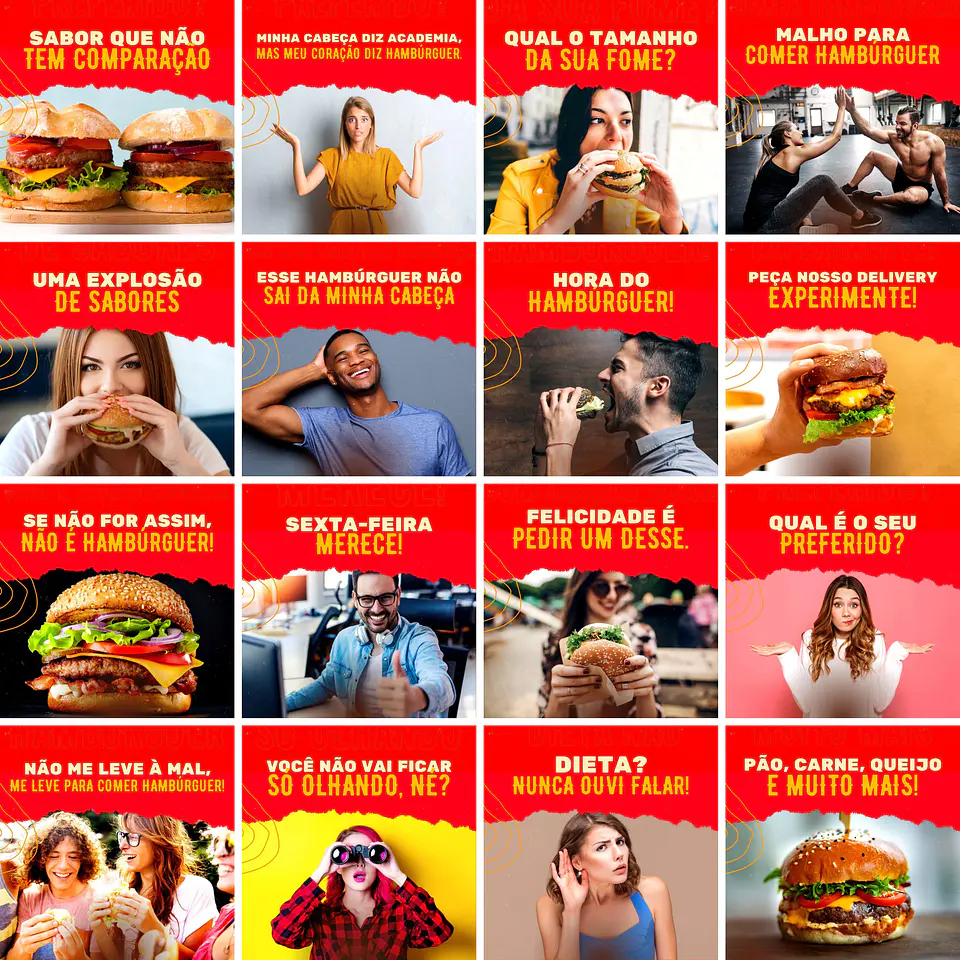 Pack Canva Hamburgueria Templates Editáveis 200 Artes + Legendas 6