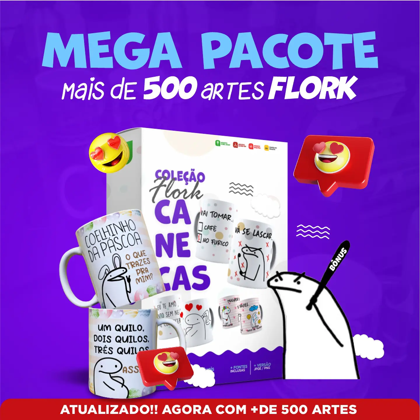 Pack Artes Caneca Flork Bento Memes Completo Arquivos Jpge + Mockups 1