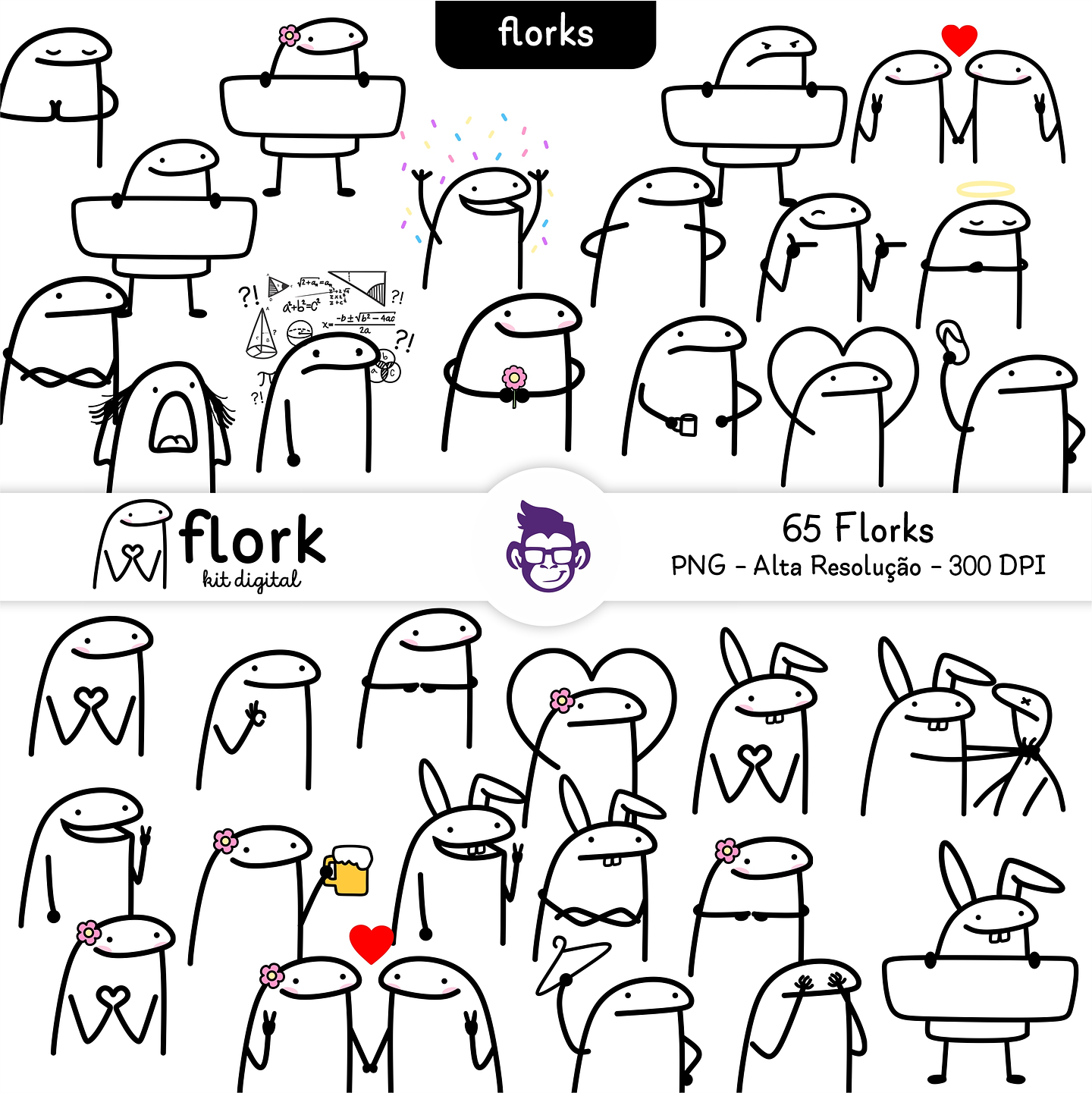 Kit Digital Flork Bento Memes sem fundo 519 Arquivos Png 2