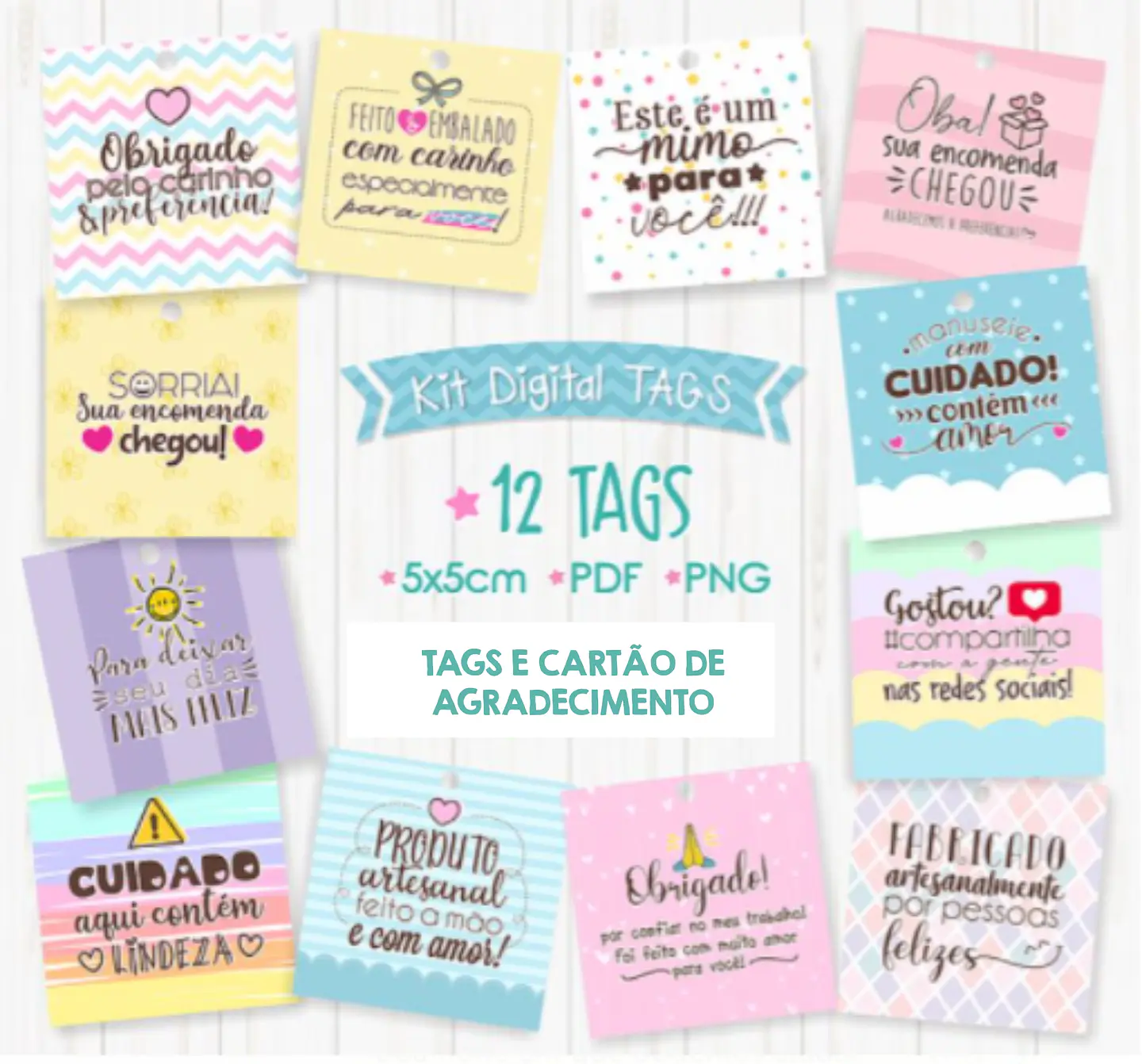 Pacote Artes para Cartões de Agradecimento e Tags em JPG 1