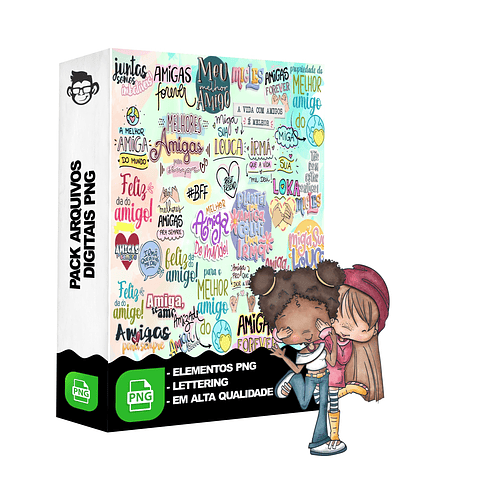 Kit Digital Lettering Frases Amizade Amigos Arquivos sem fundo Png 