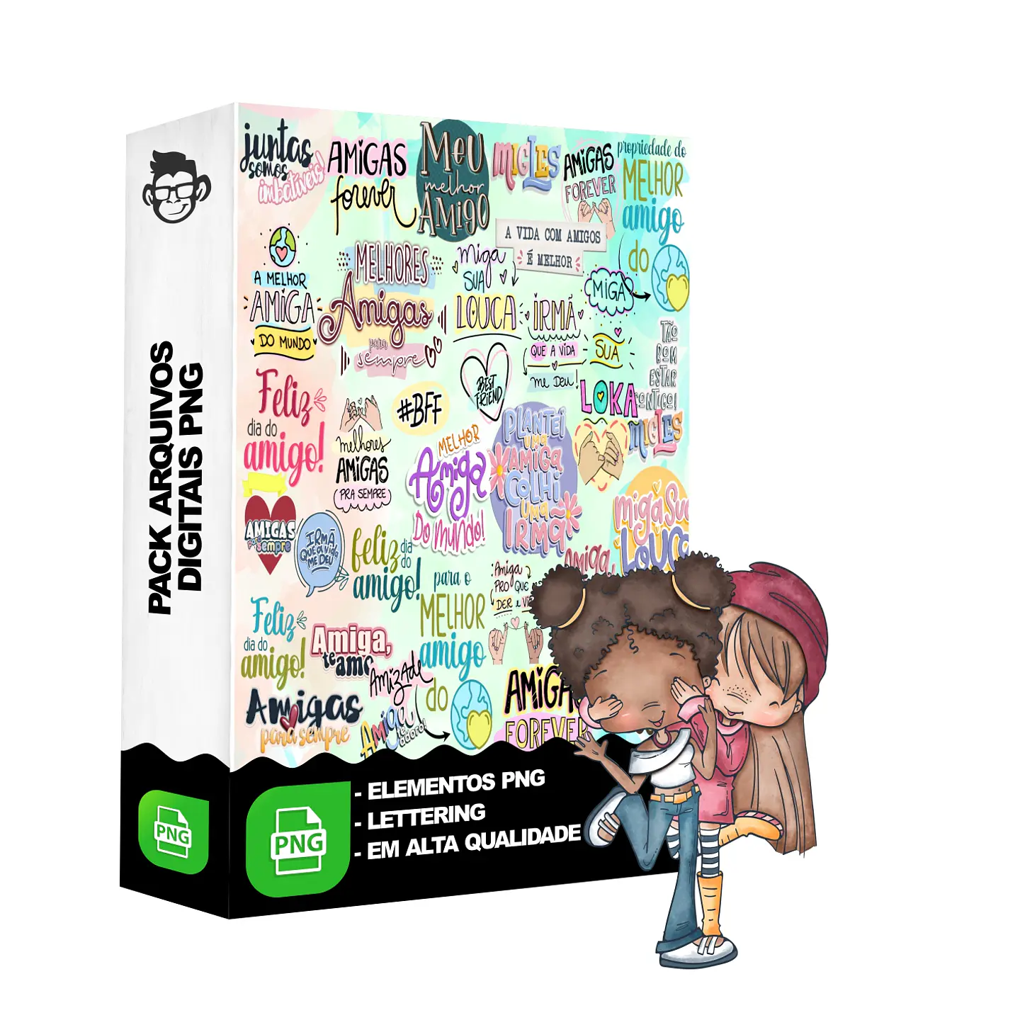 Kit Digital Lettering Frases Amizade Amigos Arquivos sem fundo Png  1