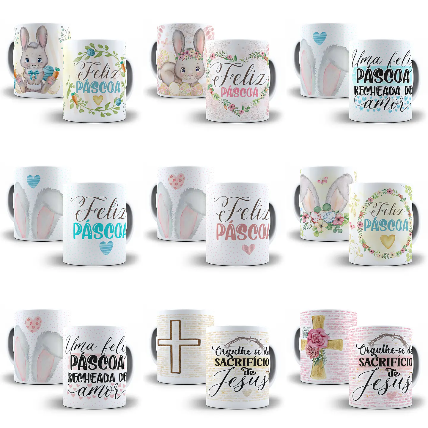 32 Artes para Caneca Páscoa Abençoada Editável em Corel Draw 3