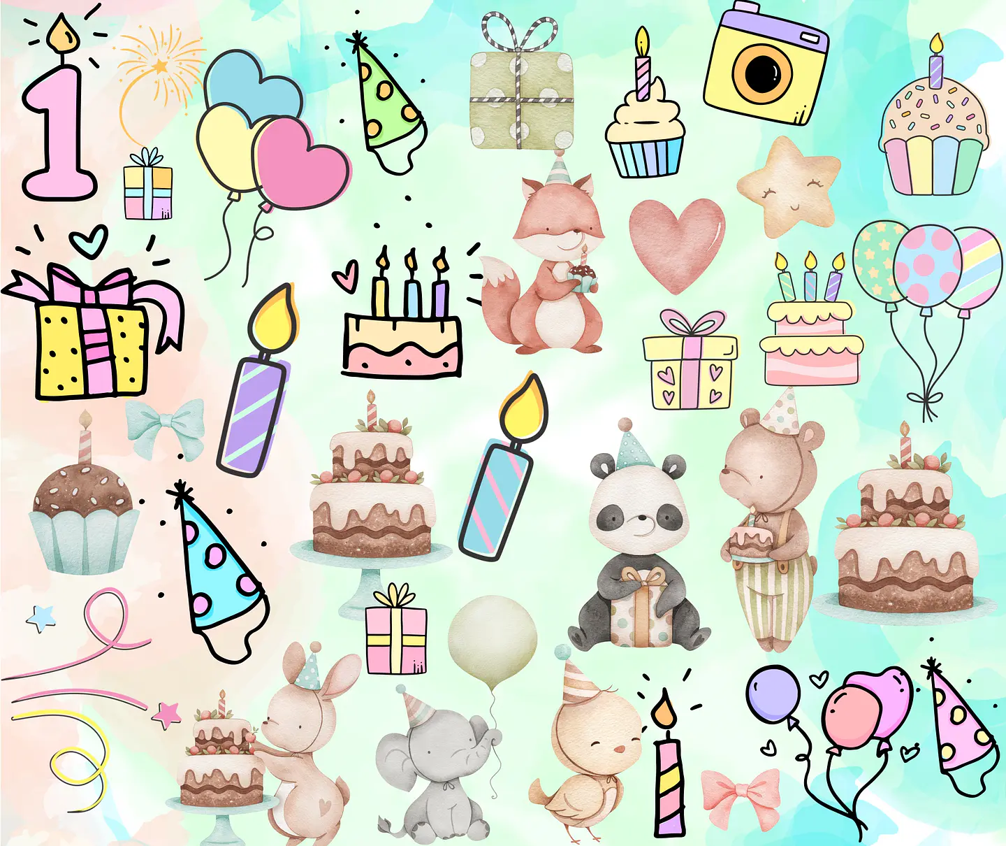 Kit Digital Lettering Frases Aniversário Festas Arquivos sem fundo Png 2