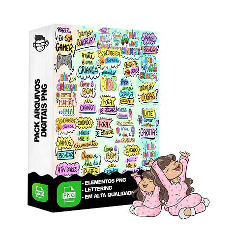 Kit Digital Lettering Frases Dia das Crianças Arquivos sem fundo Png