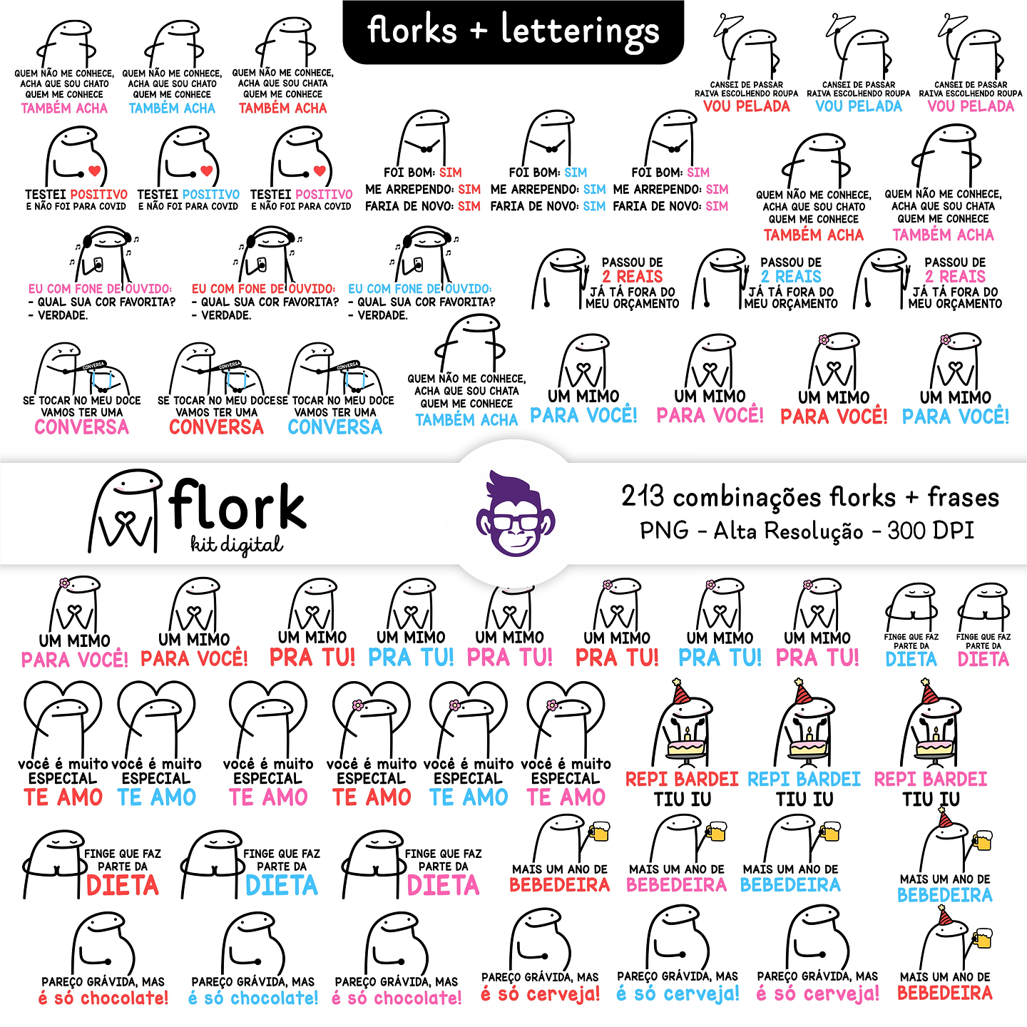 Kit Digital Flork Bento Memes sem fundo 519 Arquivos Png 6