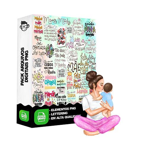 Kit Digital Lettering Frases Dia das Mães Arquivos sem fundo Png