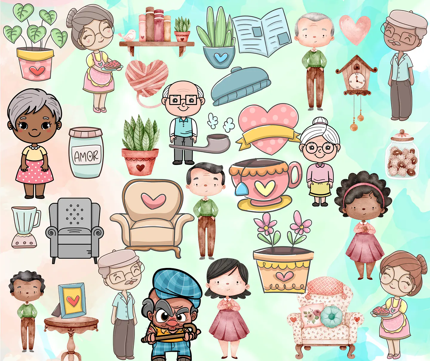 Kit Digital Lettering Frases Avos Avós Avô Avó Arquivos sem fundo Png 2