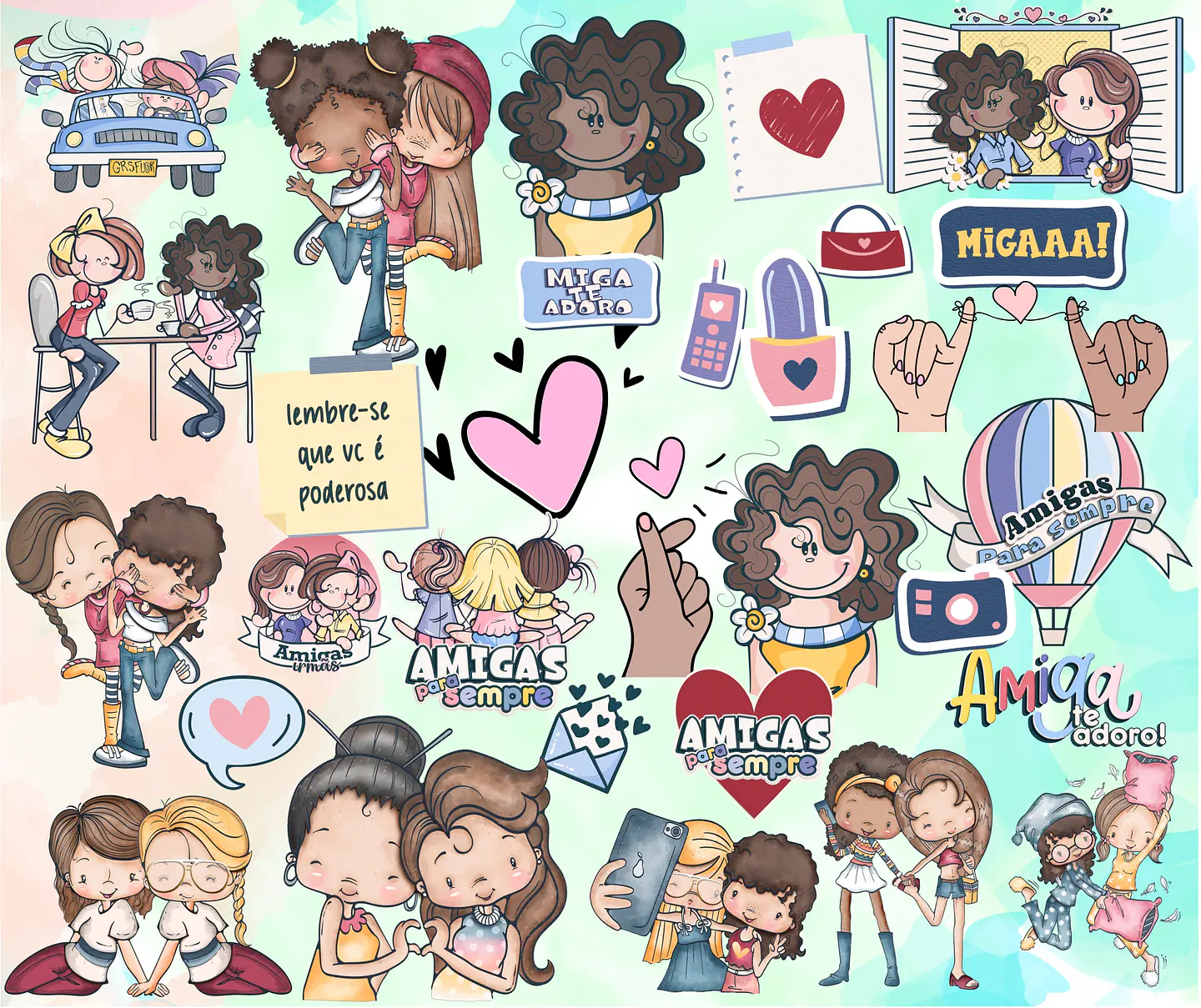 Kit Digital Lettering Frases Amizade Amigos Arquivos sem fundo Png  3