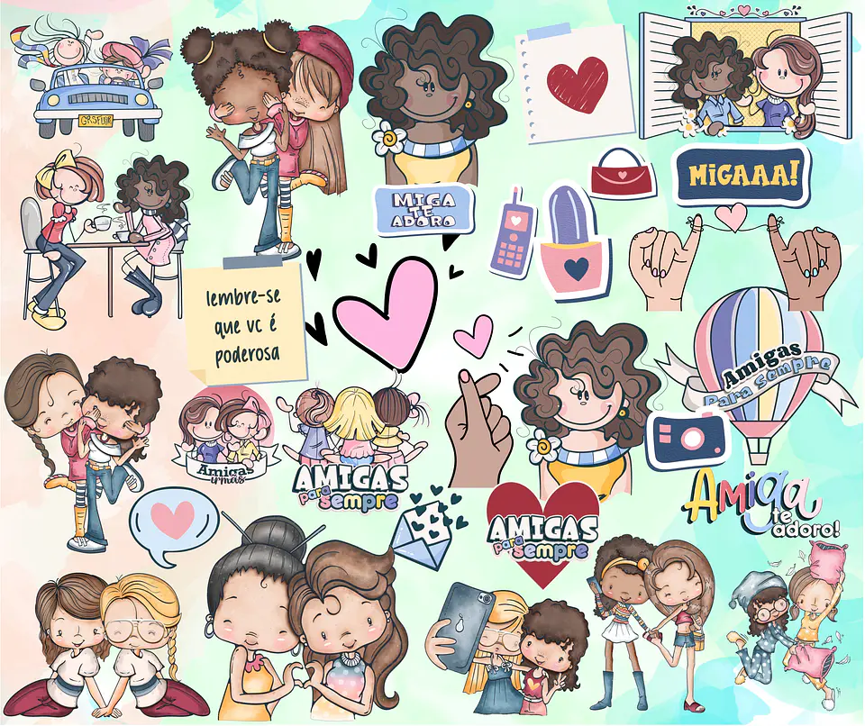 Kit Digital Lettering Frases Amizade Amigos Arquivos sem fundo Png  3