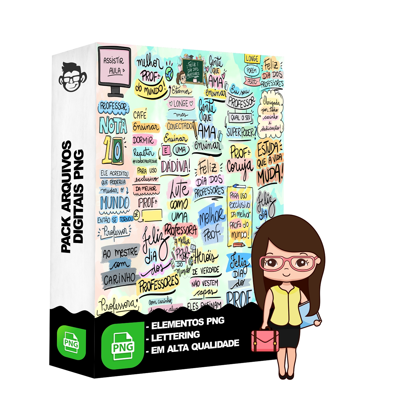 Kit Digital Lettering Frases Dia dos Professores Arquivos sem fundo Png 1