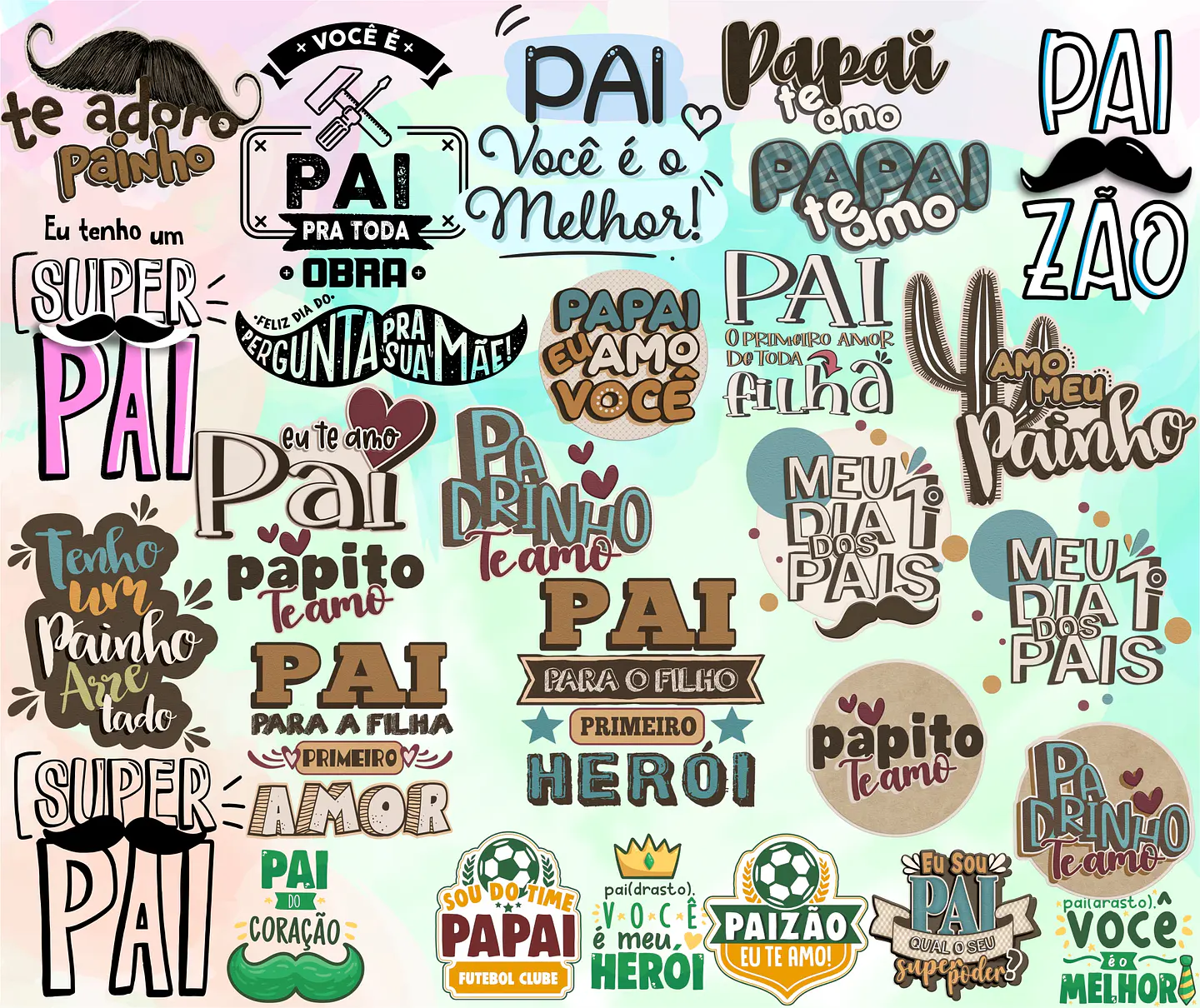 Kit Digital Lettering Frases Dia dos Pais Arquivos sem fundo Png 2