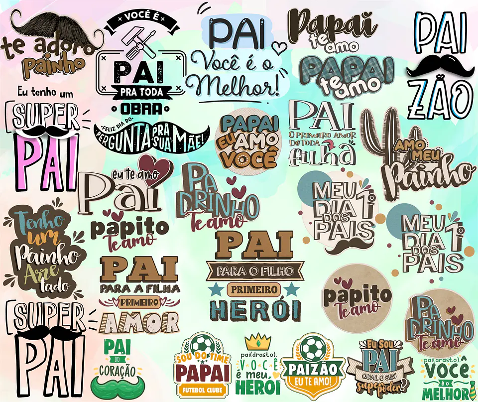 Kit Digital Lettering Frases Dia dos Pais Arquivos sem fundo Png 2