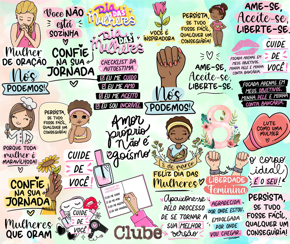 Kit Digital Lettering Frases Dia das Mulheres Arquivos sem fundo Png 2
