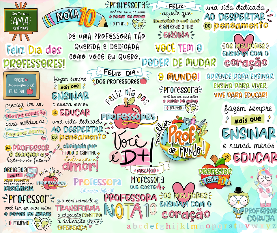 Kit Digital Lettering Frases Dia dos Professores Arquivos sem fundo Png 2