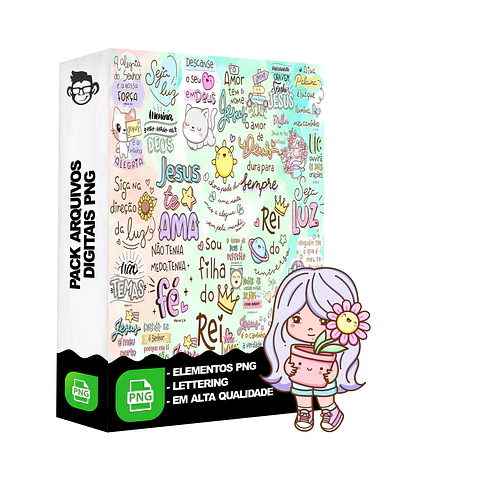 Kit Digital Lettering Frases Gospel Fé Evangelico Jesus Arquivos sem fundo Png