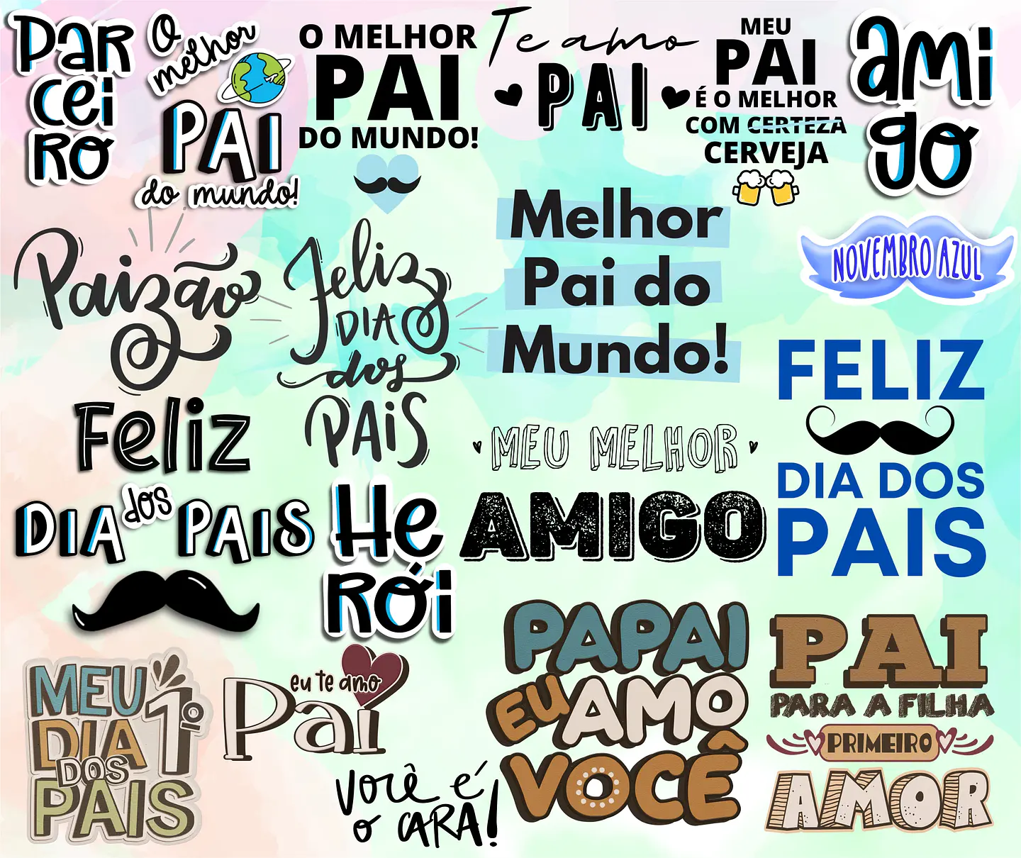 Kit Digital Lettering Frases Dia dos Pais Arquivos sem fundo Png 4
